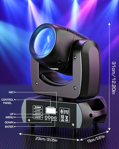 HOLDLAMP 120W LED Moving Head Light, Moving Head DJ Lights with Rotating Gobos (18-Facet Prism) and 8 Colors with DMX and Sound Activated Modes for Wedding Parties Church Band Show Bar (Set of 2) - size: 2PACK