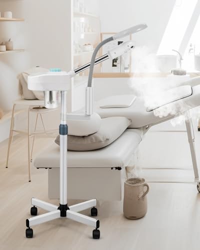 Artist hand Professional Facial Steamer with 5X LED Magnifying Lamp 2 in 1 | Esthetician Face Steamer for Facial Deep Cleansing, Facial Machine Fast Heat Moisturizing for Beauty Salon Spa Home Use - size: White Hot Only & Magnifire Lamp