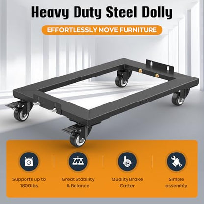 IMAYCC Furniture Moving Dolly 1800LBS, Heavy Duty Dolly cart with Wheels, Reinforced Steel Frame Moving Dolly 4 Wheels with Brake 23.4" x 15.7" Furniture Dolly 2 Packs - size: 2 Packs