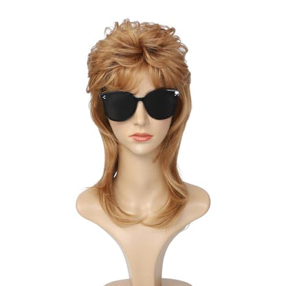 Mullet Wig, Retro Rocker Style Wig, 80s & 90s Costume Glam Party Accessory, Ideal for Halloween and Cosplay (Strawberry Blonde) - color: w57-Strawberry Blonde