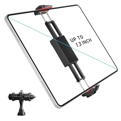 KraftGeek Phone iPad Mount for Tripod, Phone Holder for Capsule Music Stand | Fits 4.7"-13" Phones & Tablets, 1/4" Mount for Tripods, Cold Shoe for Light & Mic, Universal 1/4" Screw Adapter