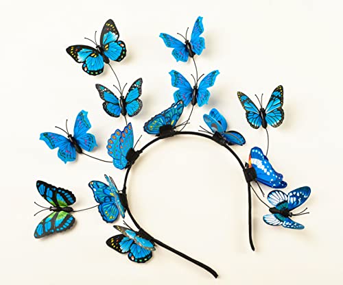 Zivyes Butterfly Fascinator Hats Women Monarch Tea Party Headband Alice in Wonderland Hat Derby Halloween Costume - color: Blue