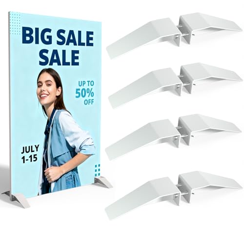 Heavy duty stainless steel floor standing vertical sign rack,Spider Feet Board Sign Holder Base,Suitable for Any Size Commercial Advertising Events Store Board Display Shows (Enhanced Edition) - color: White-8 pack