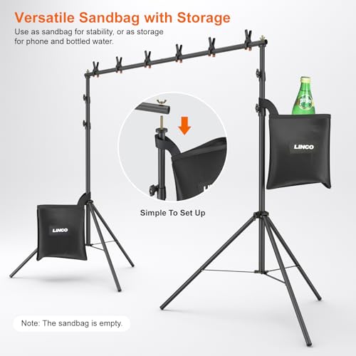 LINCO Lincostore Backdrop Stand Kit 9.4x8.3ft(WXH) for Party Photography - size: 9.4x8.3 ft