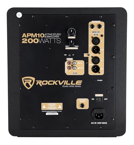 Rockville APM10D Active Studio Subwoofer in Dark Wood, 10", 400W, MDF Wood, RCA/XLR/Optical, Front-Firing Port, Perfect for Studios and Music Production - color: dark wood