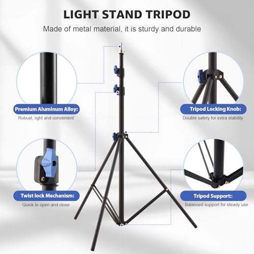 SH Light Stand Photography, 10ft/305cm Portable Photo Video Tripod Stand | Adjustable Light Stand with 360° Ball Head and 1/4" Screw for Studio, Strobe, Ring Light, Reflectors, Softbox, Camera-2 Pack - size: 10ft/305cm
