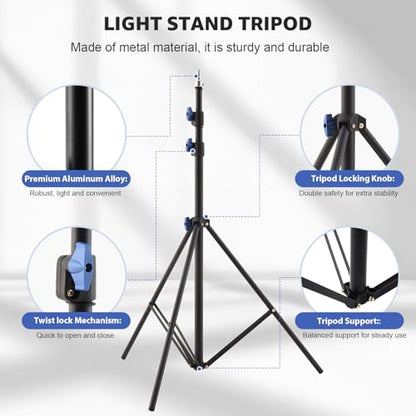 SH Light Stand Photography, 10ft/305cm Portable Photo Video Tripod Stand | Adjustable Light Stand with 360° Ball Head and 1/4" Screw for Studio, Strobe, Ring Light, Reflectors, Softbox, Camera-2 Pack - size: 10ft/305cm