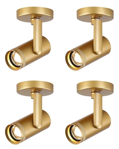 12W LED Gold Dimmable Zoomable Ceiling Spotlight Indoor – Hardwired - color: Gold 4Pcs