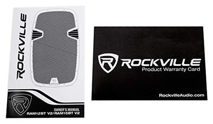 Rockville RAM12BT 12" Rechargable Powered 600W PA Speaker, 2 Mics, Bluetooth - size: 12 inch