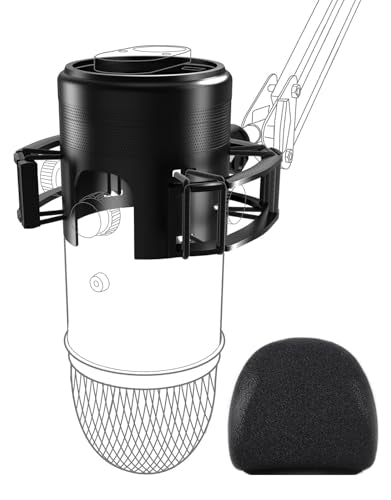 Custom Built for Blue Yeti Shock Mount with Pop Filter, 2026, Suspension | Anti-Vibration Elastic Suspension, Holder Clip & Screw Adapter, 2026 Upgrade, Compatible with Blue Yeti Mic, Podcast&Studio - size: Blue Yeti Shock Mount with Windscreen