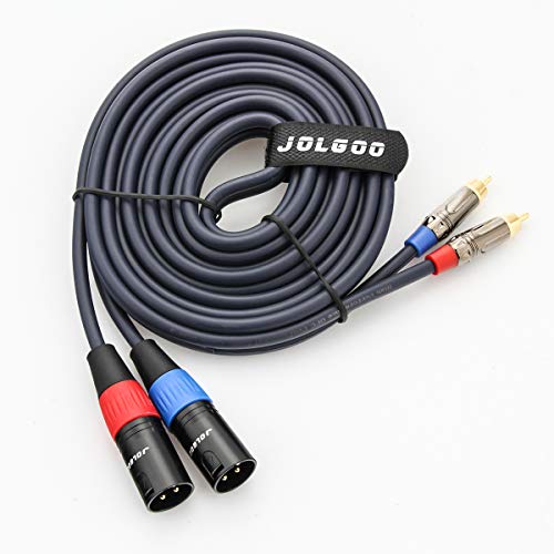JOLGOO RCA to XLR Cable - Dual RCA/XLR Male HiFi Audio Cable, 10 Feet, 4N OFC Wire, for Amplifier, Mixer, Microphone - size: 10 Feet, style: Dual RCA Male to Dual XLR Male