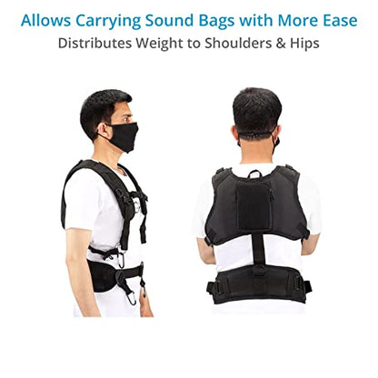 PROAIM Cube Universal Jacket for Field Audio Recorder Bags, 20kg / 44lb | Take the weight of a heavy audio bag off your shoulders — vest-style harness spreads 20kg across your body, padded straps