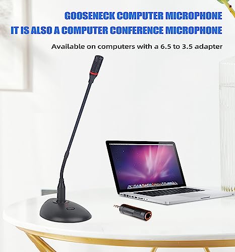 Podium Condenser Gooseneck Microphone,XLR Wired Connection for PC or Laptop with 3.5mm Adapter,Mute Button with LED Indicator,360° Adjustable Hose for Conferencing,Churches,Podcasting