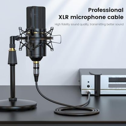 MOSWAG XLR Female to 1/4 Male Microphone Cable Quarter Inch to XLR Cable | 3 Pin Shielded Microphone Cord 24K Gold Plated OFC Shielding Compatible with Mixer Power Amp Sound Console Studio Recording - size: 16.4 ft