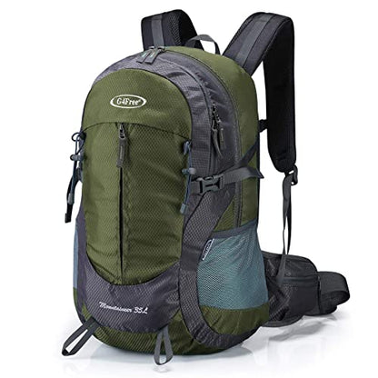 G4Free 35L Hiking Backpack for Women Men, Water Resistant Outdoor Sports | Nylon Water Resistant, 35L (19.7"*12.6"*8.7"), Camping, Climbing, Travel Daypack, Lightweight backpack with Rain Cover - color: Army Green