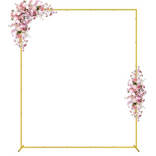 Wokceer Square Wedding Arch Backdrop Stand Gold Metal Arch 7.2FT x 6FT - color: Gold, size: 7.2FT x 6FT