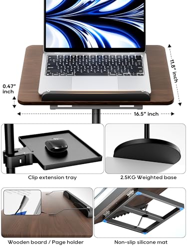 2 in 1 Adjustable Book Stand - Dual-Use Floor and Desktop Book Holder Stand, Height Adjustable 23.5-52 in, Elastic Page Clips for Music Sheet, Recipe, Tablet, Laptop-Black - color: Black