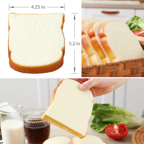 Joeabor 6pcs Artificial Bread Slices Set Fake White Sliced Bread Realistic Fake Food for Display Faux Bread Slice Model for Decoration Faux Food Props