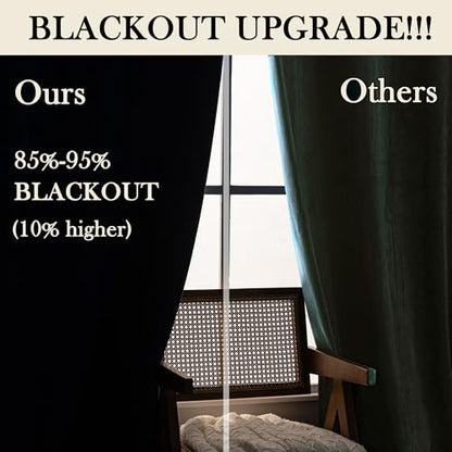 YOFUN Sage Green Velvet Blackout Curtains 2 Panels Set, 96 inches Long Grommet Top Thermal Insulated Velvet Drapes for Living Room/Hallway/Dining/Holiday Party, W52 x L96 in - color: Sage Green, size: 52"W x 96"L (Pack of 2)