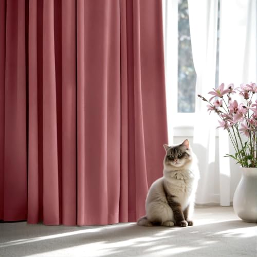 MIULEE Dusty Rose Velvet Curtains 63 Inch Long 2 Panels, W40 x L63 | Luxury Super Soft, Thermal Insulated, Room Darkening Drapes, Rod Pocket Design, Window Curtains for Bedroom Living Room - color: Dusty Rose, size: 40"W x 63"L (Pack of 2)