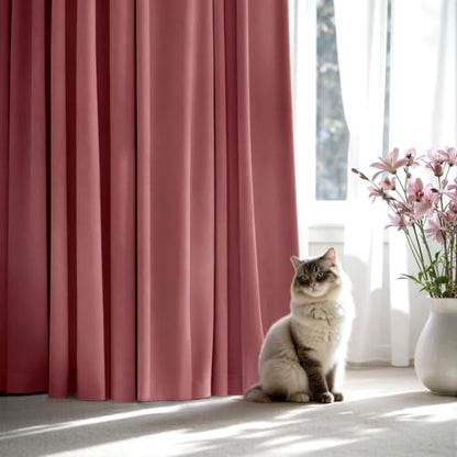 MIULEE Dusty Rose Velvet Curtains 84 Inch Long 2 Panels, W40 x L84 | Luxury Super Soft, Thermal Insulated, Room Darkening Drapes, Rod Pocket Design, Window Curtains for Bedroom Living Room - color: Dusty Rose, size: 40"W x 84"L (Pack of 2)