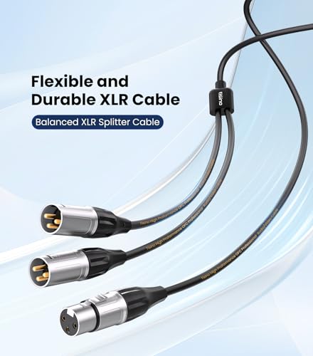 Tisino Balanced XLR Splitter Cable, 1 Female to 2 Male Patch Microphone Cable XLR Y Splitter Cable 2 Male to 1 Female - 5 feet - size: 5 feet