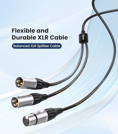 Tisino Balanced XLR Splitter Cable, 1 Female to 2 Male Patch Microphone Cable XLR Y Splitter Cable 2 Male to 1 Female - 5 feet - size: 5 feet