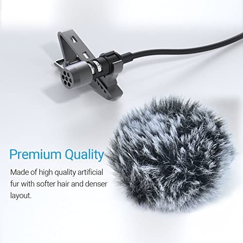 Cubilux Furry Windscreen & Foam Cover Set for Lavalier Lapel Microphone, Muff Windshield Windjammer Deadcat， Wind Muff & Dead Cat Set for Mini Clip-On Lav MIC, 5-Pack of Each - color: Foam & Furry Cover, 5-Pack of Each