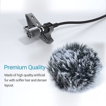 Cubilux Furry Windscreen & Foam Cover Set for Lavalier Lapel Microphone, Muff Windshield Windjammer Deadcat， Wind Muff & Dead Cat Set for Mini Clip-On Lav MIC, 5-Pack of Each - color: Foam & Furry Cover, 5-Pack of Each