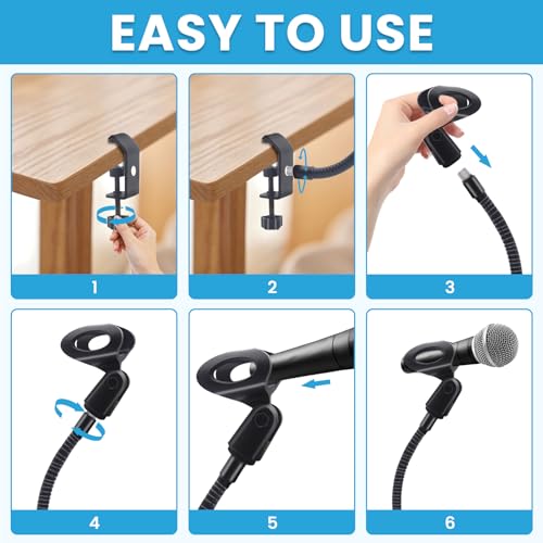 Microphone Stand, Mic Arm Mic Stand Desktop Mount With Clip Flexible Gooseneck for Podcast Gaming Streaming Radio Studio Meetings Lectures