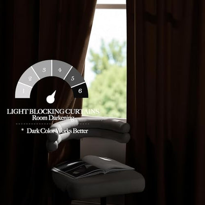 NICETOWN Brown Velvet Room Darkening Curtains 90 inches Long Set of 2 - color: Brown Series - Brown, size: 52"W x 90"L (Pack of 2)