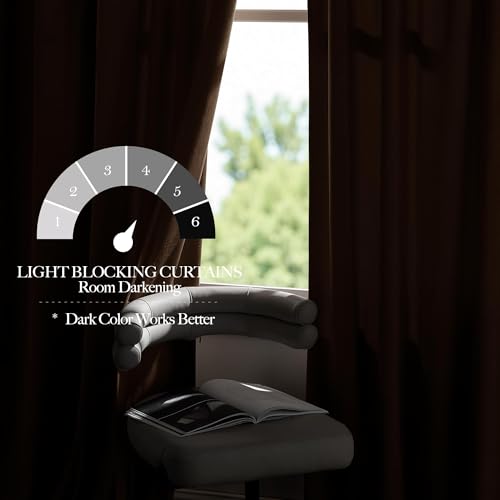 NICETOWN Brown Velvet Room Darkening Curtains 120" Length Rod Pocket Top - color: Brown Series - Brown, size: 52"W x 120"L (Pack of 2)