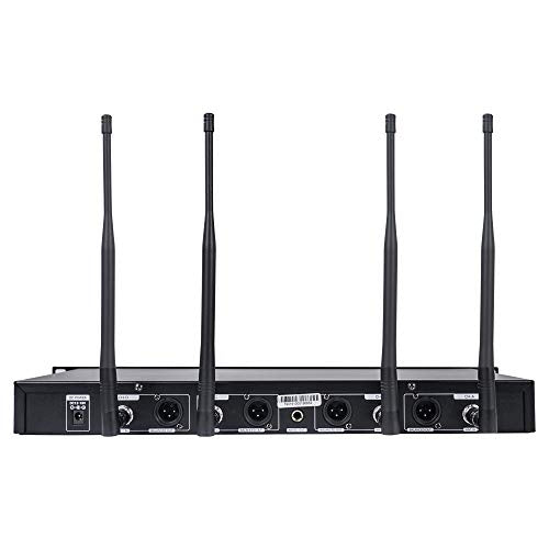 Sound Town 200 Channels UHF Wireless Microphone System with Metal Rack Mountable Receiver, 4 Lavalier Mics, 4 Bodypack Transmitters and Auto Scan, for Church, School, Meeting (NESO-SU4LL) - color: Solid Black