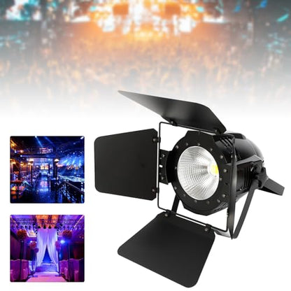 Stage Lights with Barn Doors, 200W COB LED Par Lights Spotlights, 2 in 1 Warm White & Cool White DMX512 Professional Party Lights Spotlight for Events Parties Wedding Theater Church Concert Dance