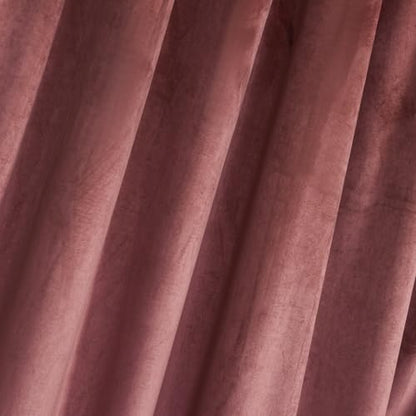 Velvet Tie Top Room Curtain Set- Dusty Rose Bow Tie Design Drapes for Living Room/Bedroom W52 x L96-inch, 2 Panels - color: Dusty Rose, size: 52"W x 96"L (Pack of 2)