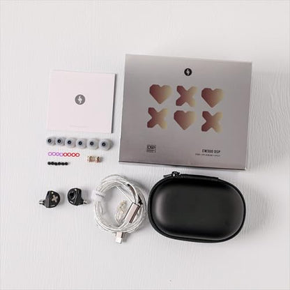Linsoul SIMGOT EW300 1DD+1Planar+1PZT Hybrid Driver IEMs, DSP Edition | HiFi Wired Earbuds, Gaming Earbuds with Detachable Nozzles, Silver-Plated OFC In Ear Monitor Cable for Audiophile Musician - style: EW300 DSP