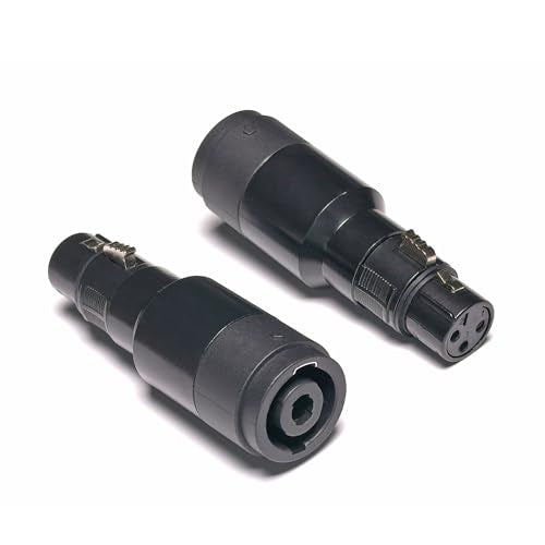 WJSTN XLR to Speakon Adapter, Black, Professional 3-Pin Female to Female Connector, 2 Pack, for PA Systems, DJ Equipment, Amplifiers, Mixing Consoles (XLR Female to Speakon Female) - style: XLR Female to Speakon Female