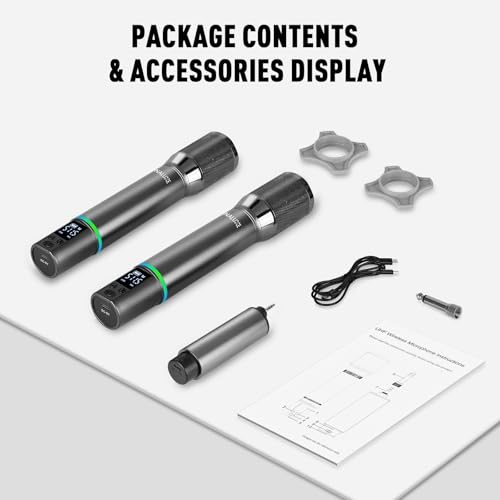 Wireless Microphones, Professional Rechargeable Karaoke Microphone System, Dual Channel UHF All-Metal Portable Mics with 262ft Range for Singing, Speaking, Meetings, Events, Church, Wedding