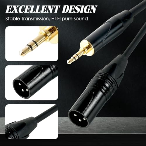XLR Male to 1/8"(3.5mm) TRS Stereo Male Jack Mic Cable, Audio Cord 3M - size: 10 Feet, style: XLR Male