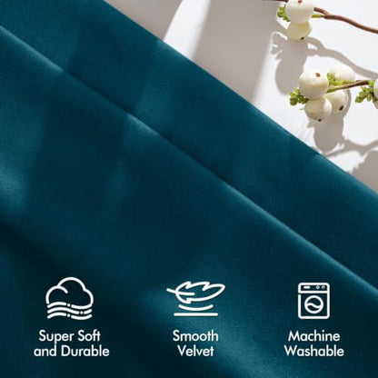 MIULEE Peacock Blue Velvet Curtains 63 Inch Long 2 Panels, W40 x L63 | Luxury Super Soft, Thermal Insulated, Room Darkening Drapes, Rod Pocket Design, Window Curtains for Bedroom Living Room - color: Peacock Blue, size: 40"W x 63"L (Pack of 2)