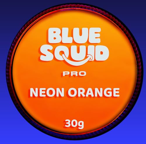 Blue Squid Face Paint Water Based Single Cake Professional Face Paint & Body Paint - Water Activated, Kids Adults Face Painting for Costume, Halloween Makeup, Cosplay - Neon Orange Face Paint 30g - color: Neon Orange
