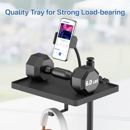 Functional Microphone Stand Tray with Adjustable Mic Stand Phone Holder - 8.7"x6.5" Mic Stand Tray Shelf Clamp-On Music Stand Accessory for Live Streaming Karaoke Recording - size: Plastic Small Tray