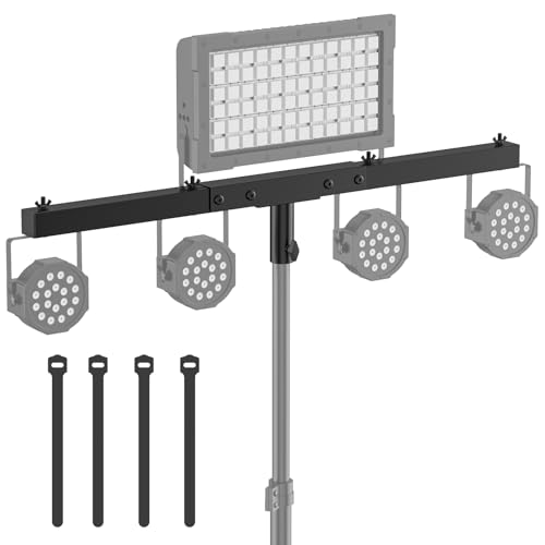 Heavy Duty DJ Lighting T-Bar 5 Lights Portable Extension Cross Bar Mount for 35mm Tripod Pole Stand - Portable Stage Lights T Bar Mount on Tripod Speaker Stand for Better Stage Atmosphere