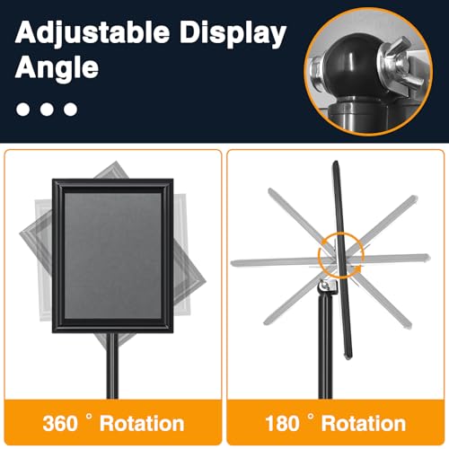2 Pack Sign Holder Stand 8.5x11 inch, Height Adjustable Floor Standing Signage Stand with 360° Rotated Frame, Outdoor Indoor Poster Stand with Base for Business, advertising, Malls - size: Sign Holder Stand 8.5x11 - 2 Pack