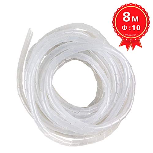 26Ft XHF 3/8" Clear Spiral Cable Wrap 10mm(Wrapping Range:7.5mm-60mm) Cord for Computer Electrical Wire Organizer Sleeve Hose RoHS - size: Dia 10MM