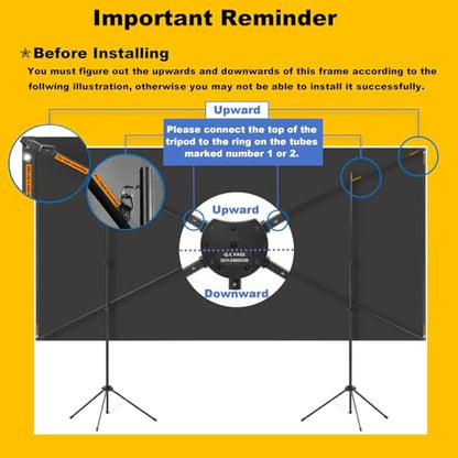 Outdoor Projector Screen with Stand 180 inch 16:9, Portable Projector Screen, 1.5 High Gain Fiberglass, Sturdy Backing, Wind-Resistant Movie Screen, Tripod/Wall Mounted, for Home Cinema/Backyard Party - size: 180 inch 16:9