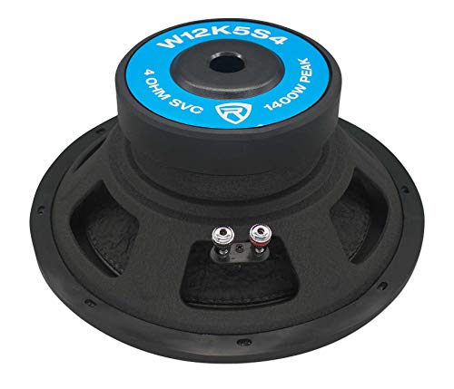 Rockville K5 W12K5S4 1400W Peak 350W RMS 12-Inch Car Audio Subwoofer, 4 Ohm, Deep Bass, High Power Handling, Durable Build, for Car Audio Enthusiasts - style: 12” 4 Ohm