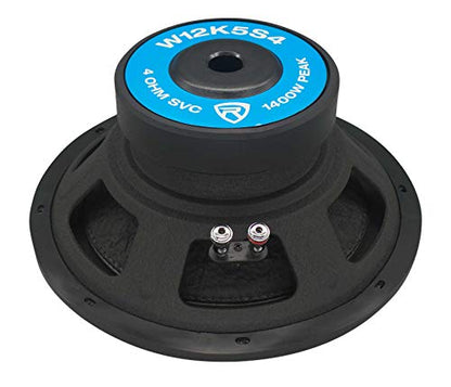 Rockville K5 W12K5S4 1400W Peak 350W RMS 12-Inch Car Audio Subwoofer, 4 Ohm, Deep Bass, High Power Handling, Durable Build, for Car Audio Enthusiasts - style: 12” 4 Ohm