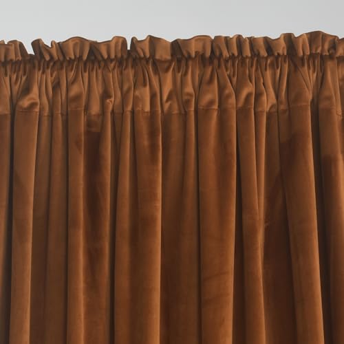 Roslynwood Brown Velvet Curtain 84 inches Long - Curtains Block Light Rod Pocket Thermal Insulated Window Panels Drapes for Living Room/Bed Room, W52 x L84, 2 Panels - color: Brown, size: 52"W x 84"L (Pack of 2)