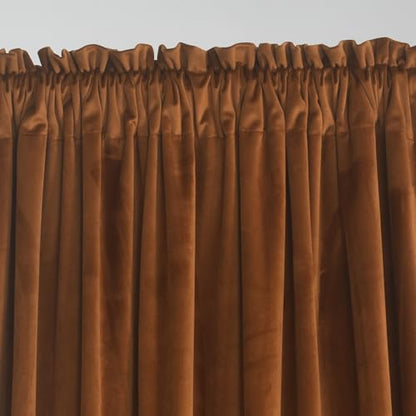 Roslynwood Brown Velvet Curtain 84 inches Long - Curtains Block Light Rod Pocket Thermal Insulated Window Panels Drapes for Living Room/Bed Room, W52 x L84, 2 Panels - color: Brown, size: 52"W x 84"L (Pack of 2)